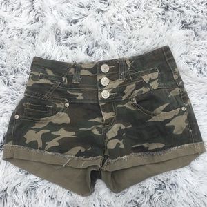 High waisted camo shorts